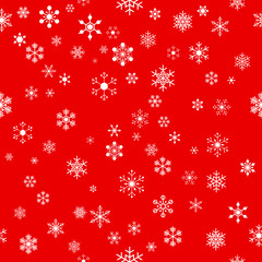 Poster - seamless white snowflakes on red background for christmas, new year