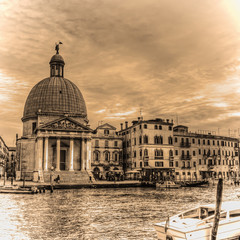 Wall Mural - San Simeone dome under a grey sky in sepia tone