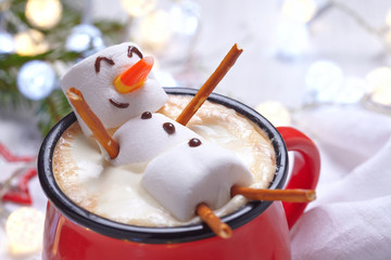 Wall Mural - Hot chocolate with melted snowman