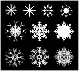snowflake silhouette icon, symbol, design. winter, christmas vector illustration isolated on the bla