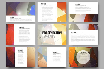 Wall Mural - set of 9 vector templates for presentation slides. colorful graphic design, abstract background