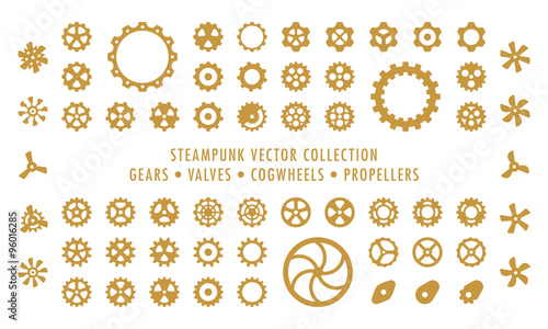 Photo  Steampunk Collection (isolated on white) - Gears, Valves & Propellers
