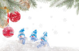 Fototapeta Panele - Christmas background with snowman