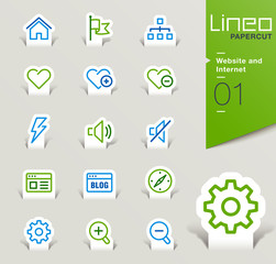 Wall Mural - Lineo Papercut - Website and Internet outline icons
