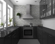 kleine Küche mit Granitplatte
