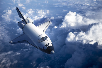 Wall Mural - space shuttle landing in the clouds