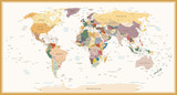 Fototapeta Mapy - Highly Detailed Political World Map Vintage Colors