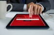 © vectorfusionart - Composite image of businessman using digital tablet