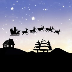 Poster - Composite image of christmas scene silhouette