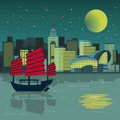 Wall Mural - Victoria Harbor night scenery