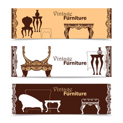 Poster - Hand Drawn Vintage Furniture  Horizontal Banners