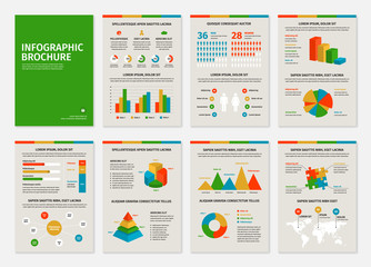 Wall Mural - Colorful business A4 brochures with infographic vector elements