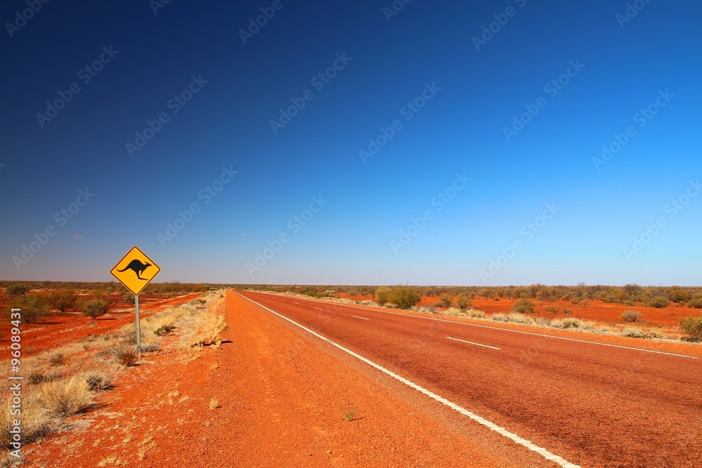 Australian road sign on the highway - obrazy, fototapety, plakaty 