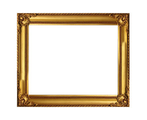 Wall Mural - The antique gold frame on the white background