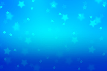 Wall Mural - blurry star shape bokeh abstract christmas and new year holidays copy space on blue background. love