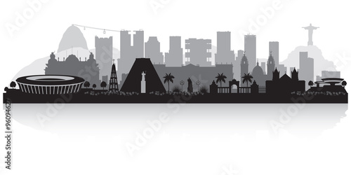 Fotografía Rio de Janeiro Brazil city skyline silhouette