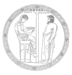 Wall Mural - paint the bottom of cutting vulci. pythia on trepeid, vintage en