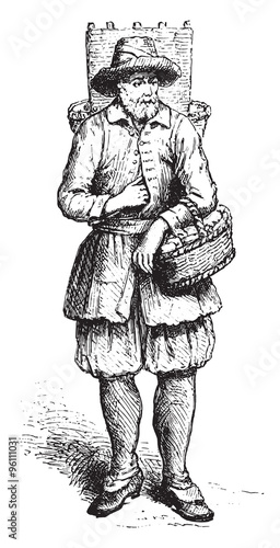 Fotografía Cheesemaker merchant of Marolles, in 1680 approximately, vintage