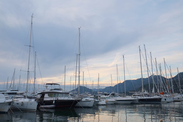 Poster - Sea landscape with the image of Montenegro port