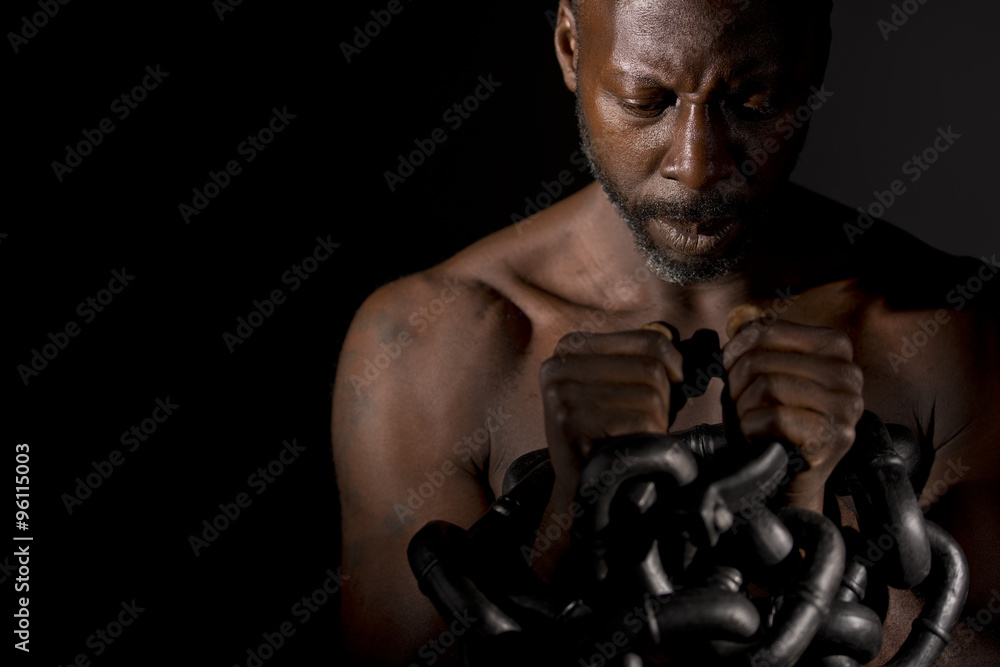 Black Man In Chains - obrazy, fototapety, plakaty 