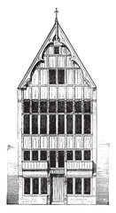 Poster - House Mechelen, vintage engraving.