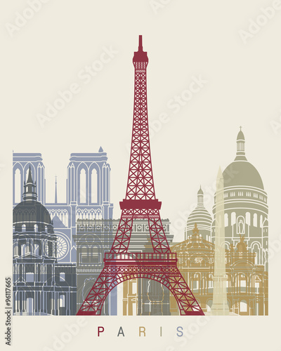 Obraz w ramie Paris skyline poster