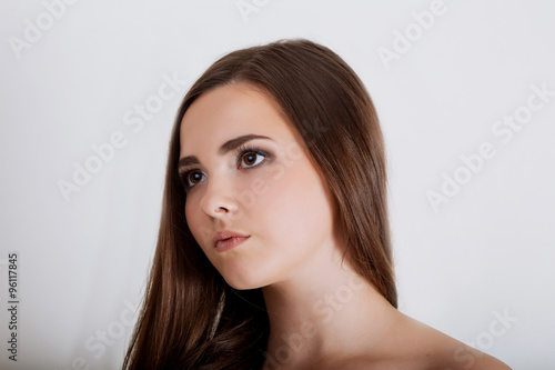 portrait of sexy young woman with creative hair style and chubby Poster