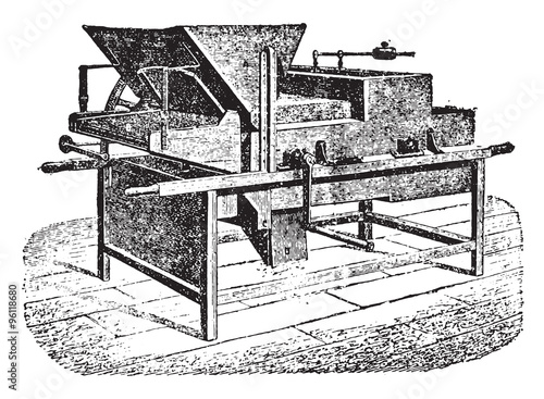 Cuadros en Lienzo Agricultural winnower, vintage engraving.