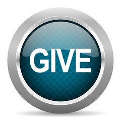 Aufkleber - give blue silver chrome border icon on white background