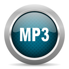 Aufkleber - mp3 blue silver chrome border icon on white background