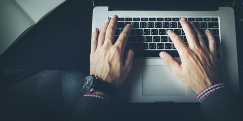 Wall Mural - businessman working typing connect notebook concept