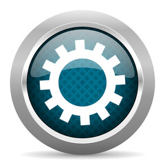 Aufkleber - gear blue silver chrome border icon on white background