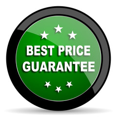 Poster - best price guarantee green web glossy icon with shadow on white background