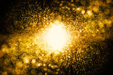 Wall Mural - glitter vintage lights background. dark gold and black. defocuse