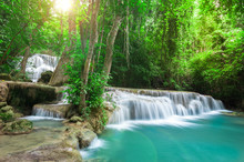Deep Forest Waterfall At Huay Mae Kamin Waterfall National Park