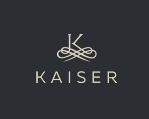 Sticker - Abstract monogram elegant flower logo. Premium letter K initials icon .