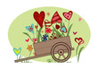 Floral arrangement from hearts in the cart