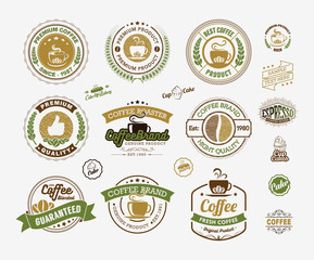 Wall Mural - Set of Vintage Retro Coffee Labels and Badges Natural Series, Vintage Coffee House Badges Vector, Vintage Coffee Badges and Labels Vector, Vintage and Retro Labels and Badges