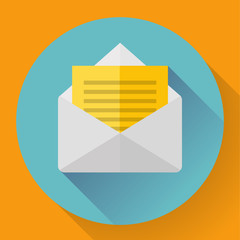 Wall Mural - envelope with paper sheet - flat style concept of new email