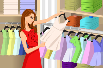 Wall Mural - Girl Buying Clothes at a Store