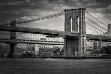 Black And White Image Of The Brooklyn Bridge In New York