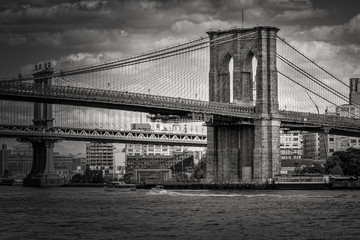 Wall Mural - Black and white image of the Brooklyn Bridge in New York