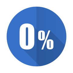 Aufkleber - 0 percent blue flat desgn icon with shadow on white background