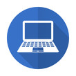 computer blue flat desgn icon with shadow on white background