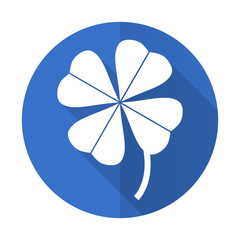 Aufkleber - four-leaf clover blue flat desgn icon with shadow on white background