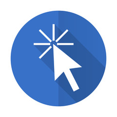 Fototapete - click here blue flat desgn icon with shadow on white background