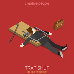 Wall Mural - business lifestyle fall into trap shut flat 3d isometric vector