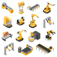 Wall Mural - heavy industry machinery assembly line flat 3d isometric vector