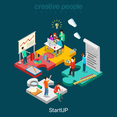 Wall Mural - startup puzzle solution idea research team business 3d vector
