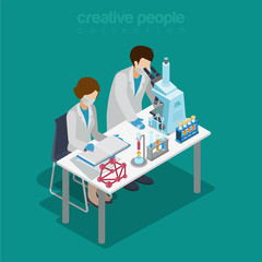 Canvas Print - science lab experiment research chemical flat isometric vector